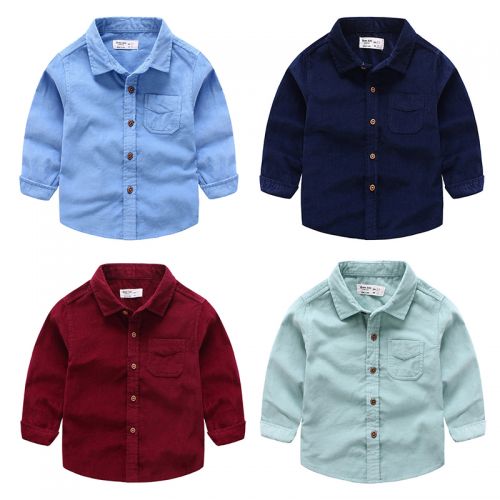 Chemise garçon à manche longue en velours côtelé - Ref 2082202