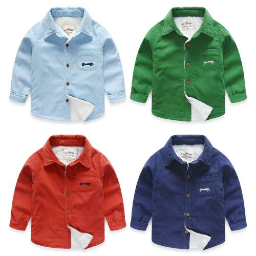 Chemise garçon à manche longue en velours côtelé - Ref 2082563