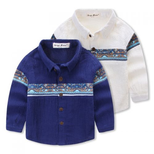 Chemise garçon à manche longue en Toile de coton - Ref 2082736
