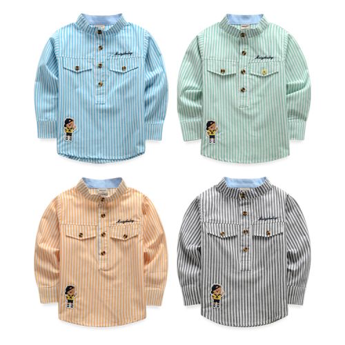 Chemise garçon à manche longue en coton - Ref 2082767