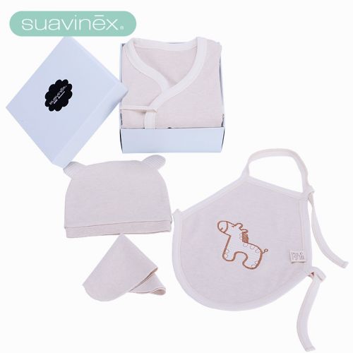 Coffret cadeau pour bébé - Vêtements + Accessoires SUAVINEX robe paragraphe Seasons 4 ensembles de 1 Le coton biologique Ref 1978348