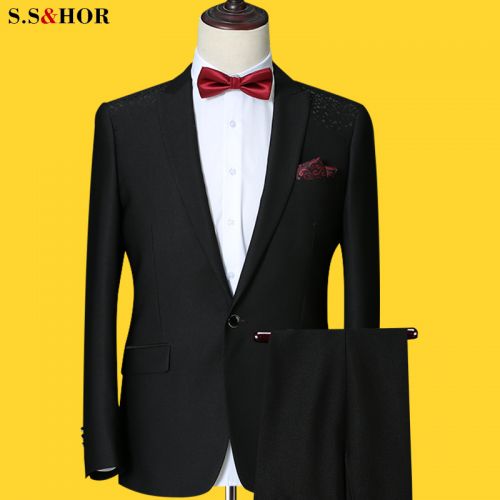Costume homme SSHOR Polyester fibre élastique de polyuréthane spandex pour printemps - Ref 1555029
