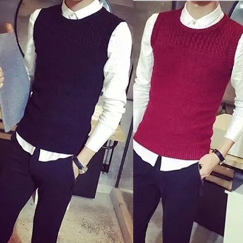 Débardeur homme Woolen gilet en coton pour printemps - Ref 1582350