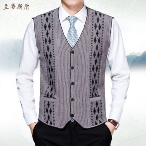 Débardeur homme Woolen gilet LANDISTON en laine pour automne - Ref 1582794