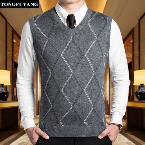 Débardeur homme Woolen gilet fibres de polyacrylonitrile acrylique viscose rayonne pour automne - Ref 1583487