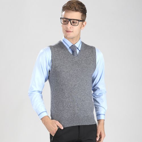 Débardeur homme Woolen gilet en laine pour automne - Ref 1584213