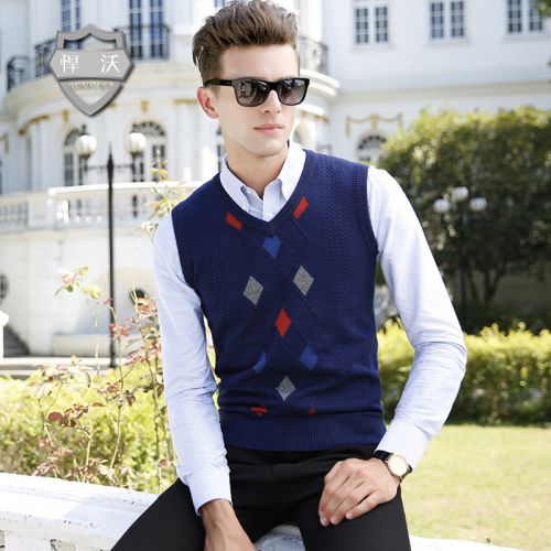 Débardeur homme Woolen gilet en laine pour automne - Ref 1584983