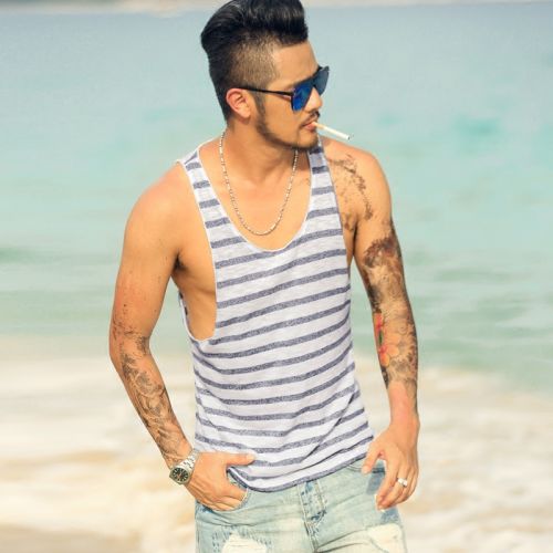 Débardeur homme maillot de corps MIXLIMITED Coton fibre élastique polyuréthane spandex pour été - Ref 1585123