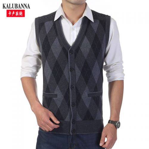 Débardeur homme Woolen gilet en laine pour automne - Ref 1585376