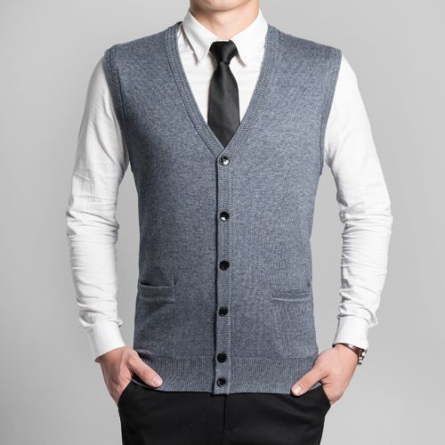 Débardeur homme Woolen gilet en laine pour automne - Ref 1585412