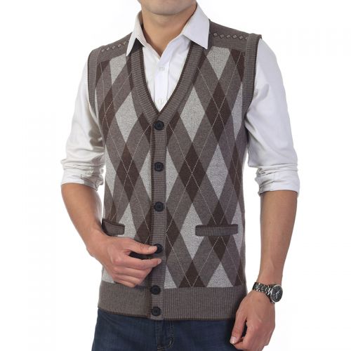 Débardeur homme Woolen gilet en laine pour hiver - Ref 1585578
