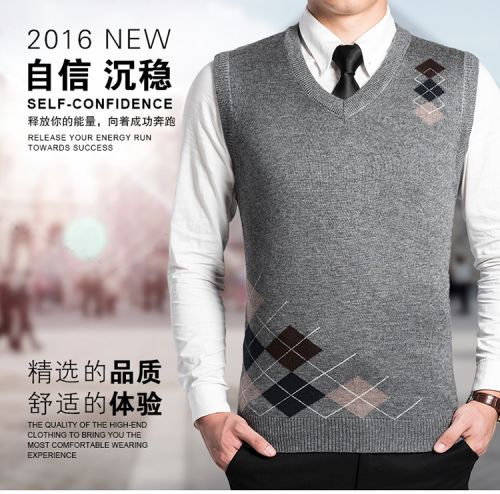Débardeur homme Woolen gilet en laine pour automne - Ref 1585604