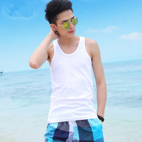 Débardeur homme maillot de corps BEACH LOVE en coton pour été - Ref 1585754