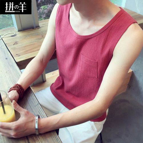 Débardeur homme maillot de corps Polyéthylène téréphtalate PET ramie fibres polyester pour été - Ref 1585808