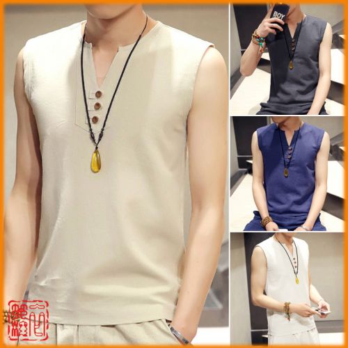 Débardeur homme maillot de corps en chanvre pour été - Ref 1585922