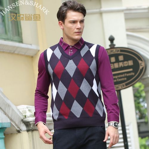 Débardeur homme Woolen gilet HANSEN&AMPSHARK coton pour automne - Ref 1586043