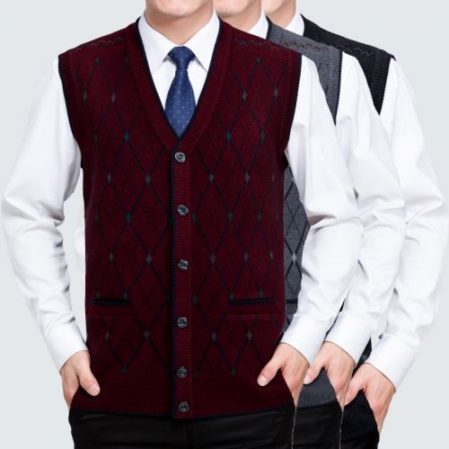 Débardeur homme Woolen gilet en cachemire pour automne - Ref 1586059