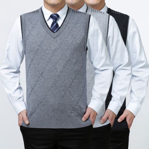 Débardeur homme Woolen gilet en cachemire pour automne - Ref 1586066