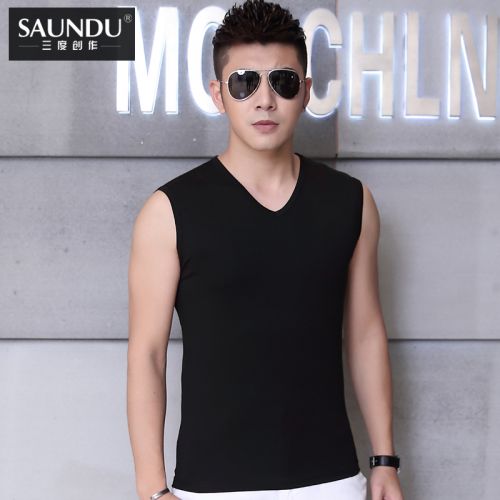 Débardeur homme maillot de corps SAUNDU fibres coton modal polyuréthane élastique fibre spandex pour été - Ref 1586235
