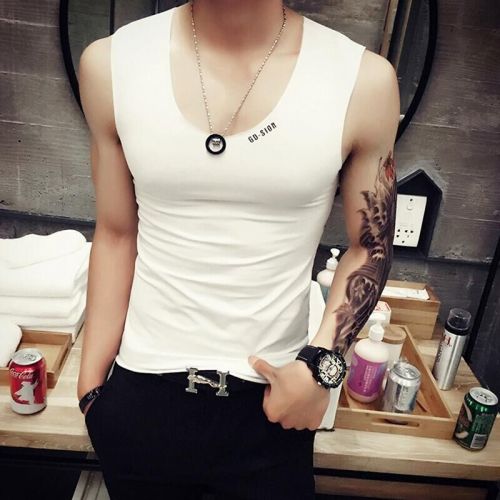 Débardeur homme maillot de corps HNJIAOUS en coton pour été - Ref 1587949