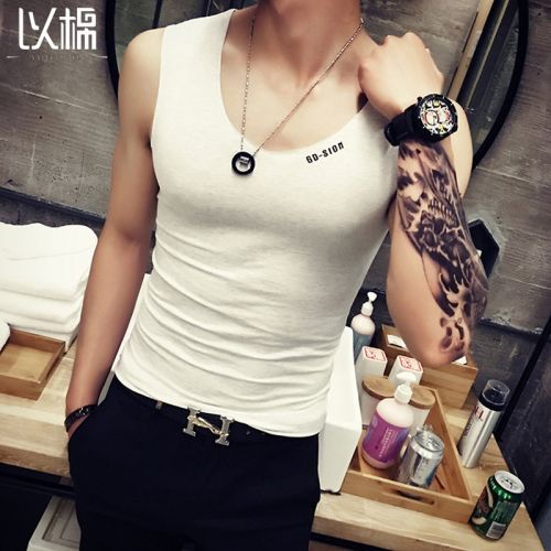 Débardeur homme maillot de corps YYEECOTTON coton, des fibres polyester à pour été - Ref 1587973