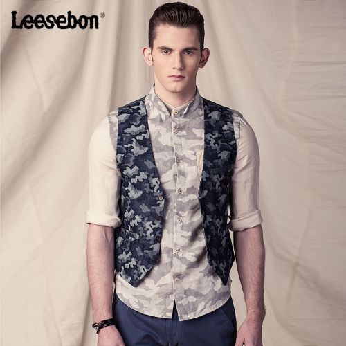Débardeur homme gilet LEESEBON en coton ammoniac pour automne - Ref 1588700