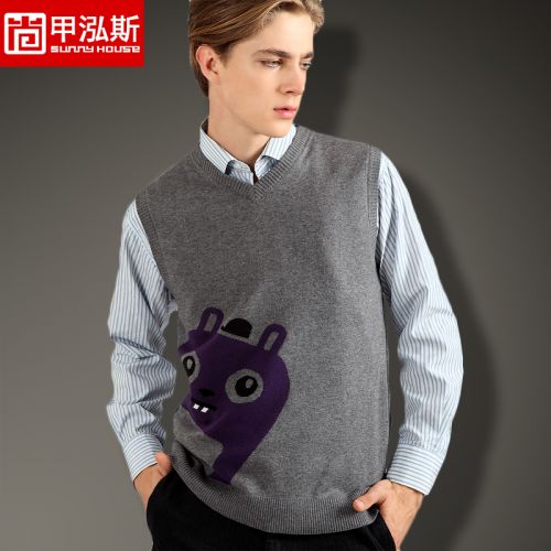 Débardeur homme Woolen gilet en coton pour printemps - Ref 1588760