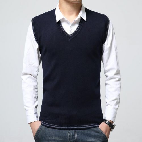 Débardeur homme Woolen gilet MOKJEOK Polyester fibre de fibres polyacrylonitrile acrylique pour automne - Ref 1588795