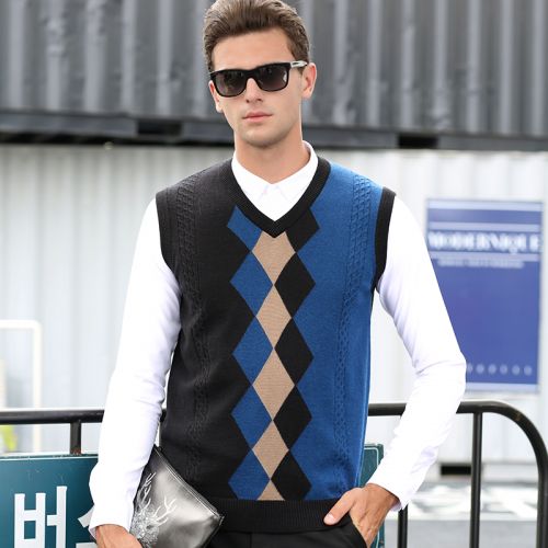 Débardeur homme Woolen gilet en laine pour automne - Ref 1593652