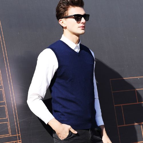 Débardeur homme Woolen gilet en laine pour automne - Ref 1594468