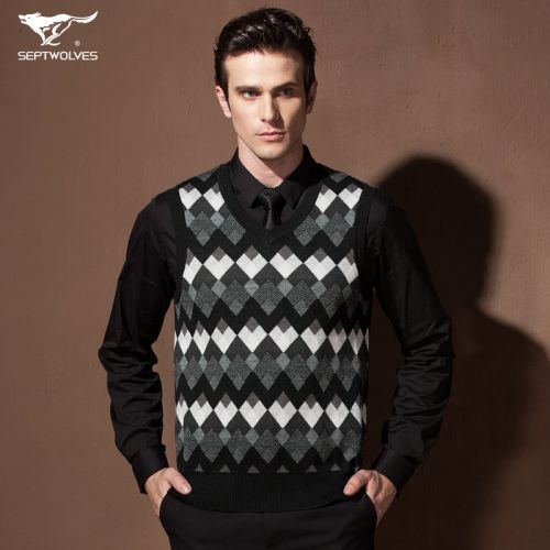 Débardeur homme Woolen gilet SEPTWOLVES en laine pour automne - Ref 1597481