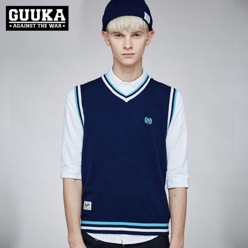 Débardeur homme Woolen gilet GUUKA en coton pour printemps - Ref 1597626