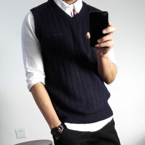 Débardeur homme Woolen gilet en coton pour printemps - Ref 1597823