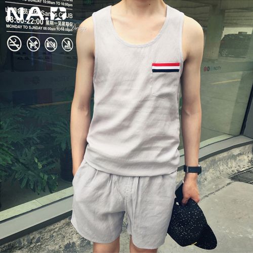 Débardeur homme maillot de corps coton, la ramie polyuréthane élastique fibre spandex pour été - Ref 1597945