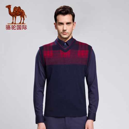 Débardeur homme Woolen gilet CAMEL fibres de polyacrylonitrile acrylique polyamide nylon laine pour hiver - Ref 1598890