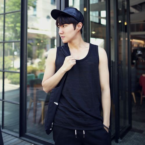 Débardeur homme maillot de corps coton, polyéthylène téréphtalate PET fibres polyester pour été - Ref 1599393