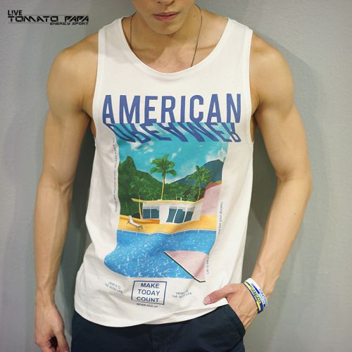 Débardeur homme maillot de corps TOMATOPAPA Coton fibres polyester pour été - Ref 1599597