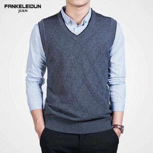 Débardeur homme Woolen gilet en laine pour automne - Ref 1599726