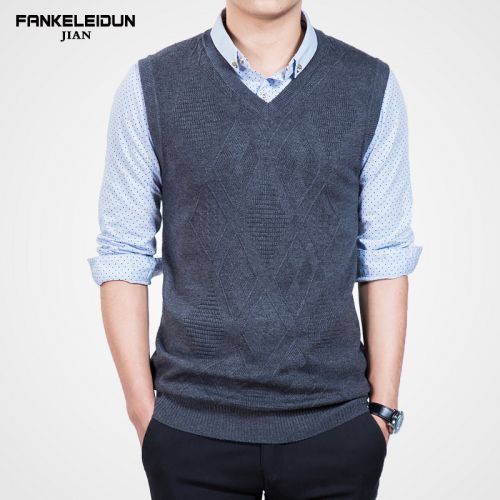 Débardeur homme Woolen gilet Laine de fibres polyester polyacrylonitrile acrylique polyamide nylon pour automne - Ref 1599730