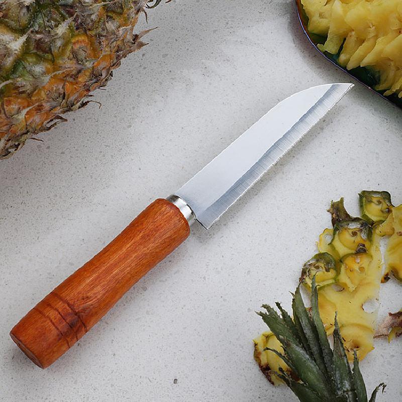 Gadget cuisine - clip oculaire fourchette droite avec manche en bois machette couteau a fruits à ananas canne grand l p