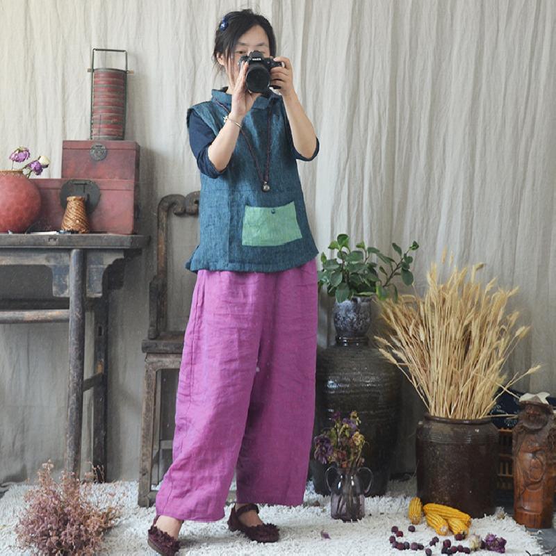 Gilet femme TSING YI. ZI YUE en Lin teint fil - Ref 3316330