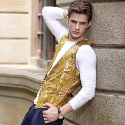  Gilet hiver sans manche homme paillettes plein en coton - Ref 603700
