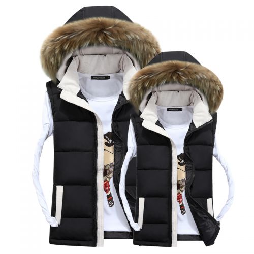  Gilet hiver sans manche uniGenre col de fourrure - Ref 604939