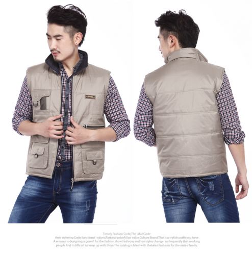 Gilet hiver sans manche homme Veste à double face en polyester - Ref 606993