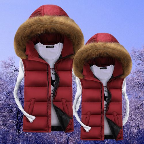 Gilet hiver sans manche homme Col de fourrure veste en coton - Ref 611041