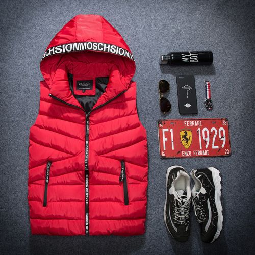  Gilet hiver sans manche uniGenre lettre zipper - Ref 611071