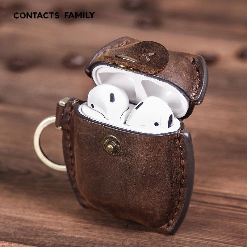 Housse de protection pour Airpods en Cuir rétro - Ref 3425598