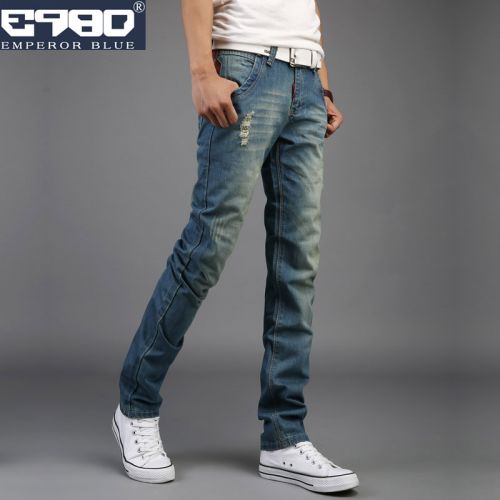 Jeans pour jeunesse coupe droite E980 EMPEROR BLUE en coton été - Ref 1460859