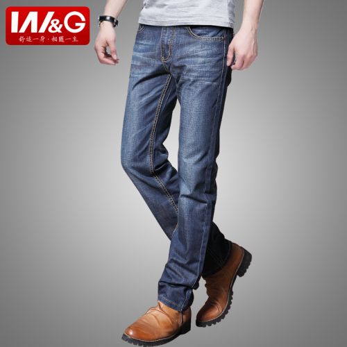 Jeans pour jeunesse coupe droite W&AMPG Coton fibre de polyester automne - Ref 1460906