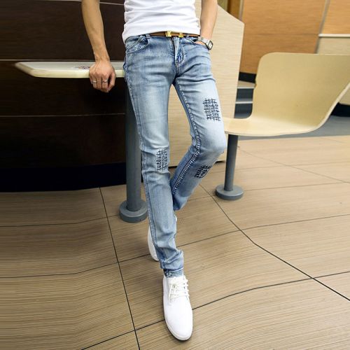 Jeans pour adolescent pieds Slim Coton polyester polyuréthane élastique fibre spandex automne - Ref 1460944